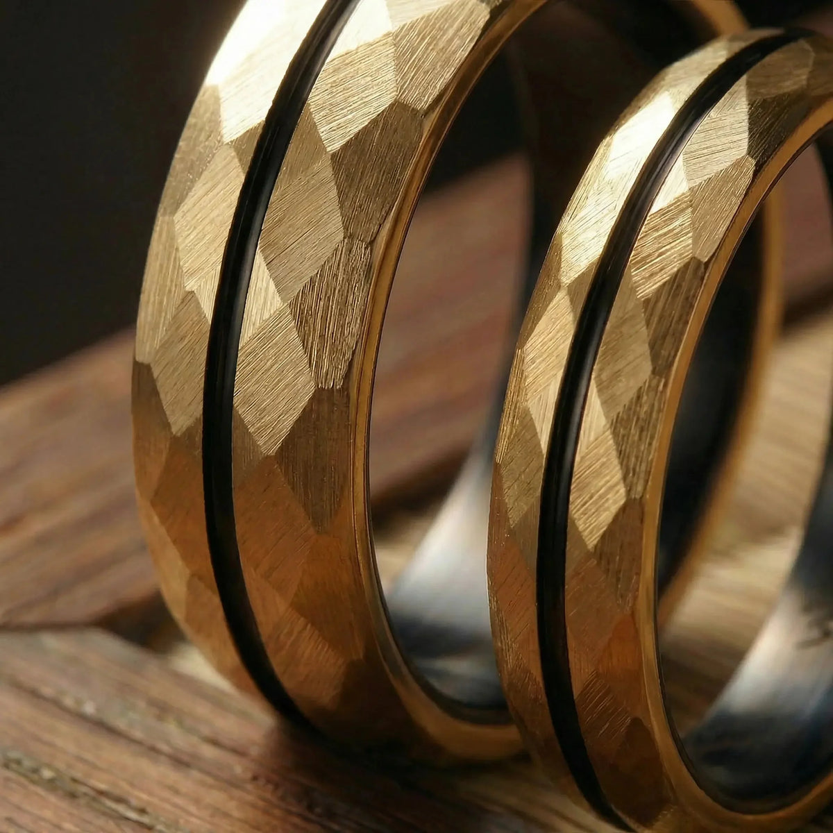 HIBIKI set — Gold Faceted Couple Rings Japanese Melody