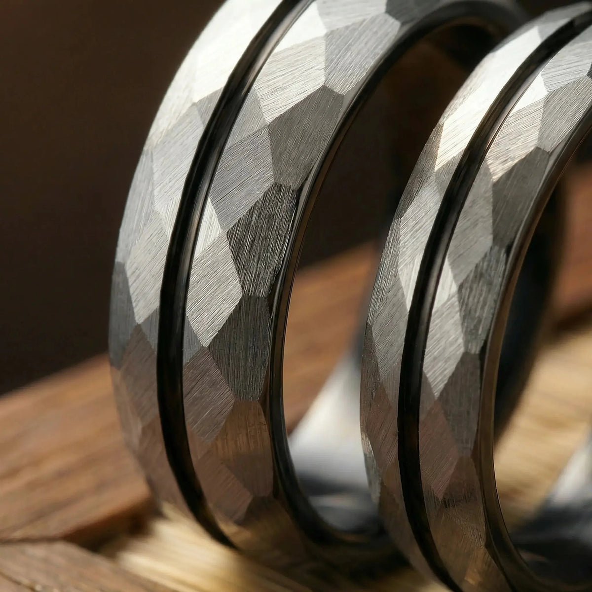 SATORI set — Platinum Faceted Couple Rings Japanese Melody