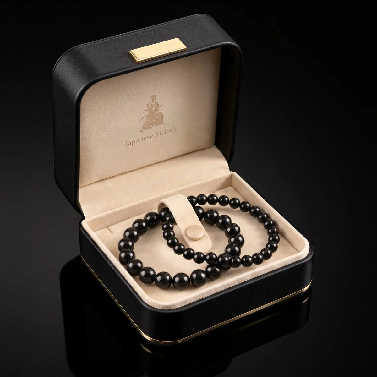 SHINOBI SET — Black Onyx Matching Bracelets Japanese Melody