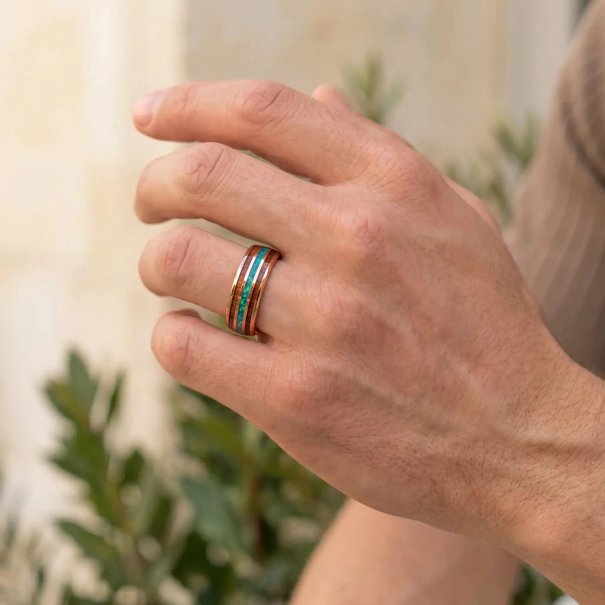 HOKU — Koa Wood & Opal Ring Fuji