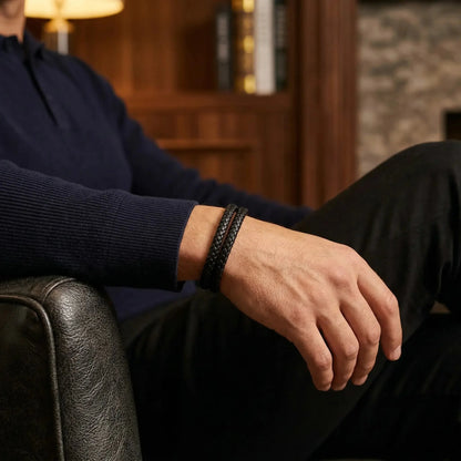 KURO-MUSUBI — Double Leather Bracelet Leonardo’s Leather