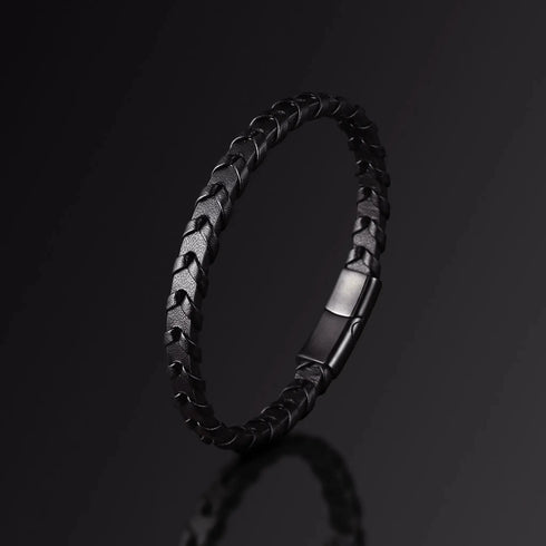 MAKOTO — Black Leather Bracelet Japanese Melody