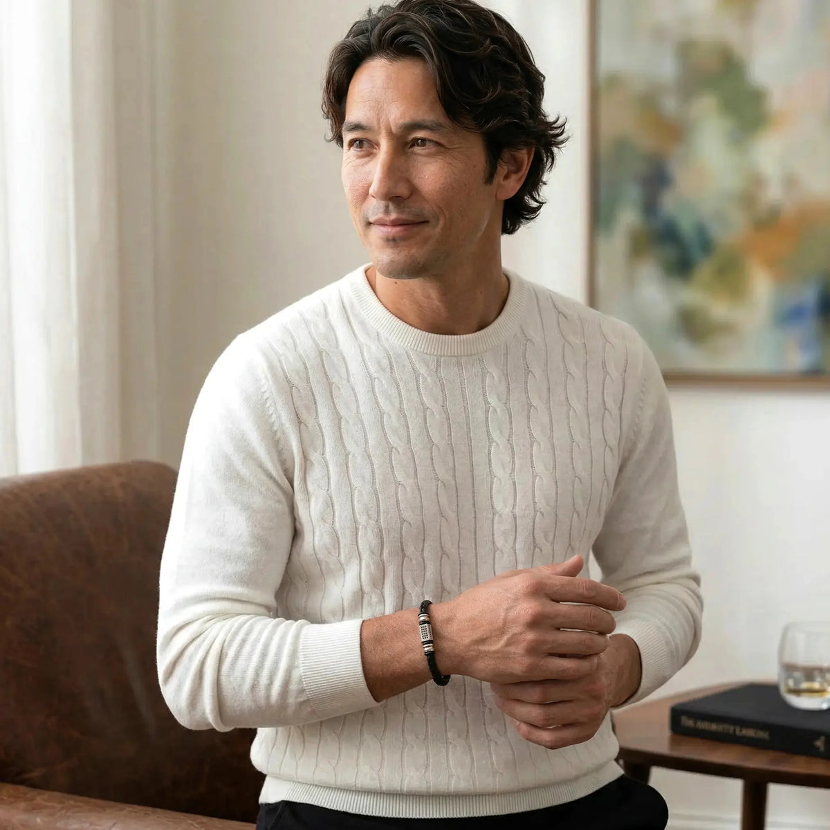 MUSUBI — Titanium & Leather Bracelet Leonardo’s Leather