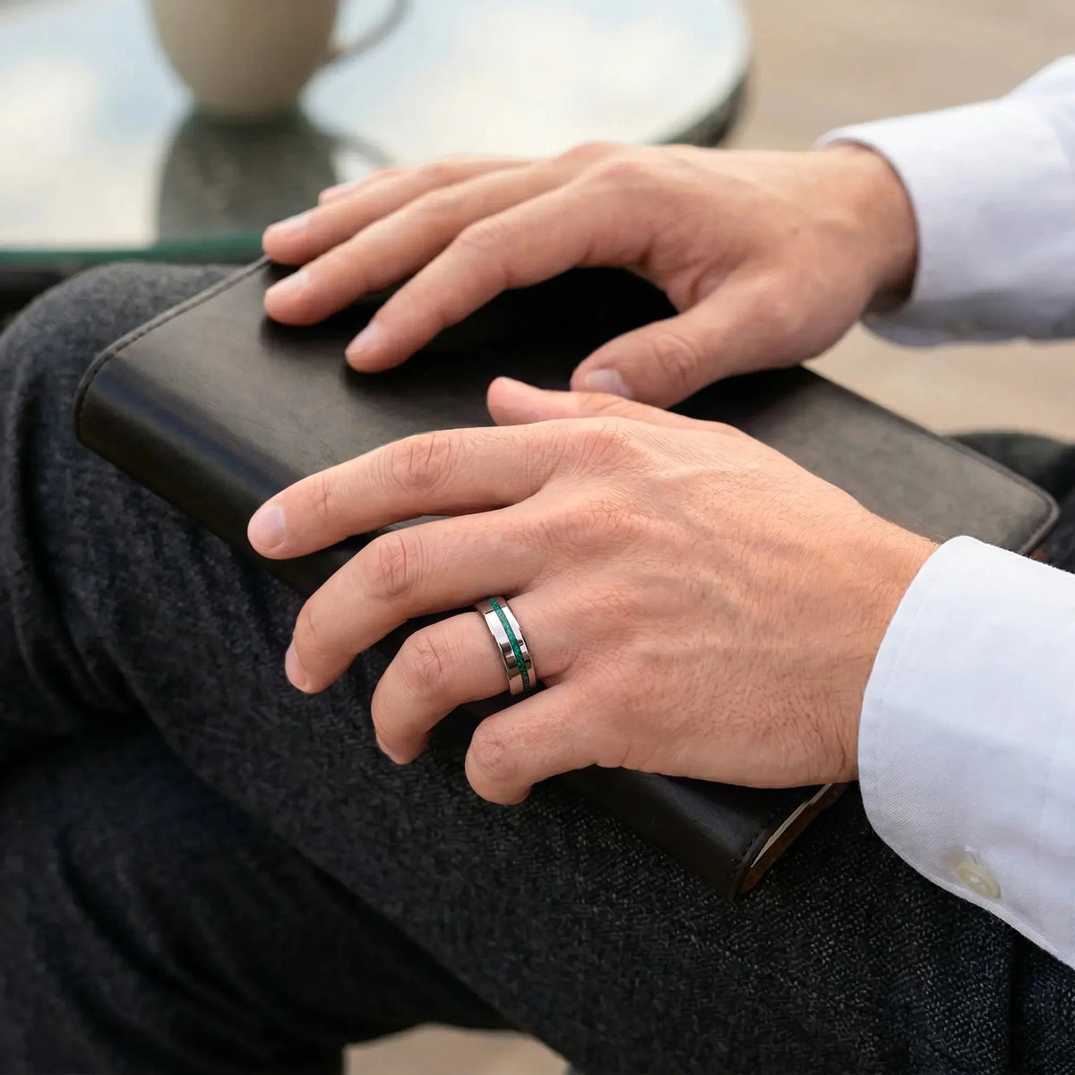 Malachite & Silver Tungsten Japanese Ring African Symphonies