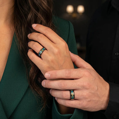 RYOKO — Gold & Malachite Couple Rings Sands of Orion