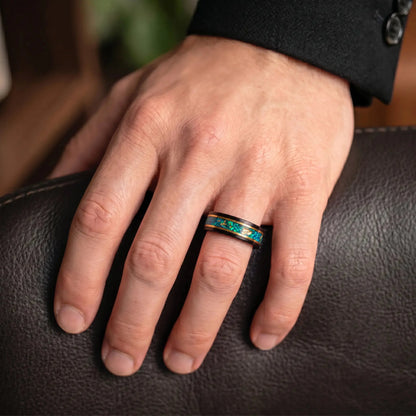RYOKO — Malachite & Gold Leaf Ring Sands of Orion