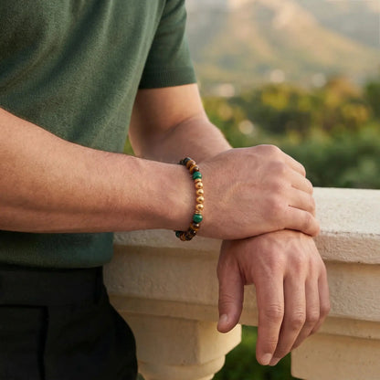 RYOKU-TORA — Malachite & Tiger Eye Bracelet Leonardo’s Leather
