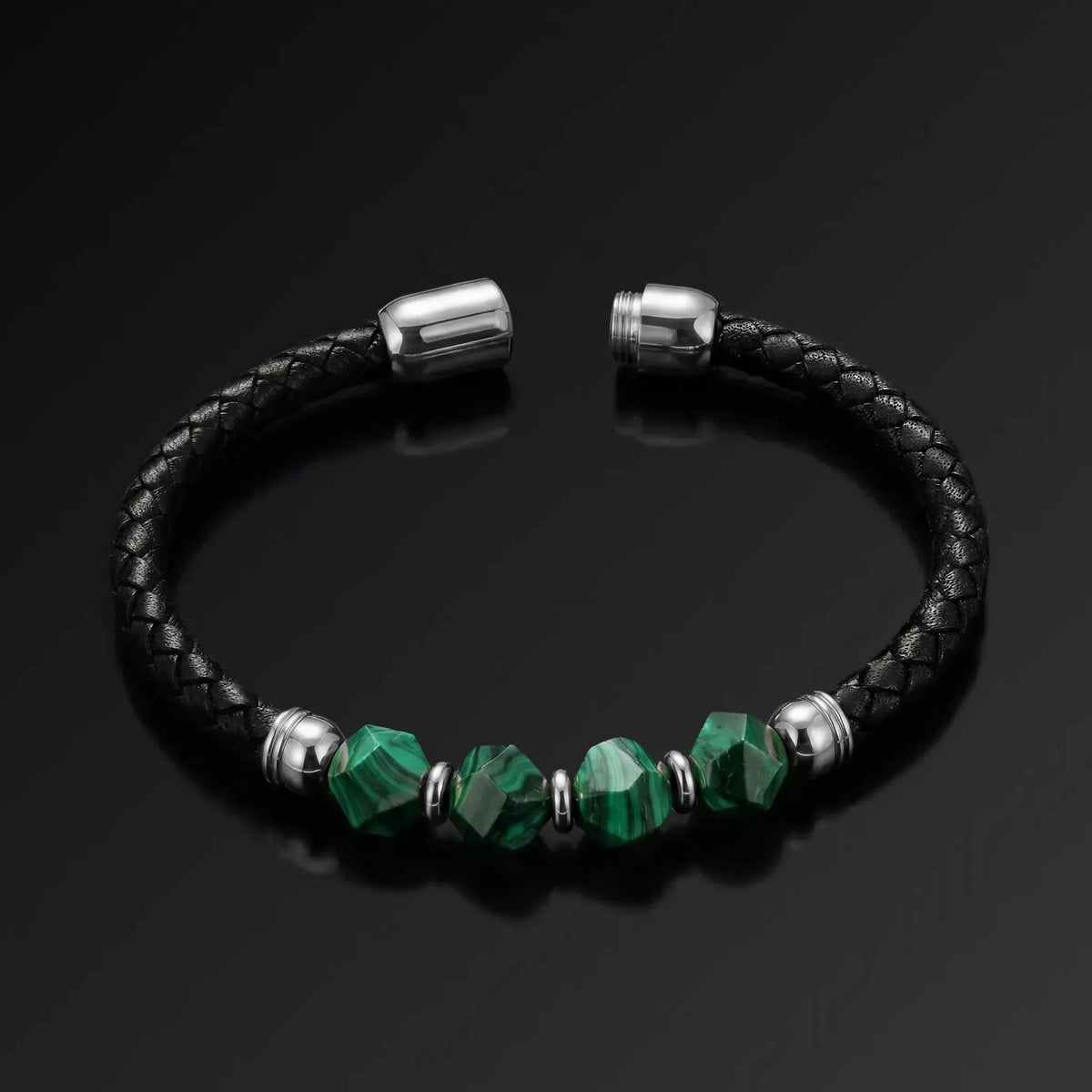 SAN-KAWA — Malachite & Italian Leather Bracelet Leonardo’s Leather