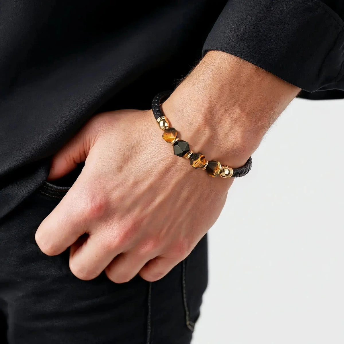 Tiger's Eye & Italian leather bracelet Japanese Melody