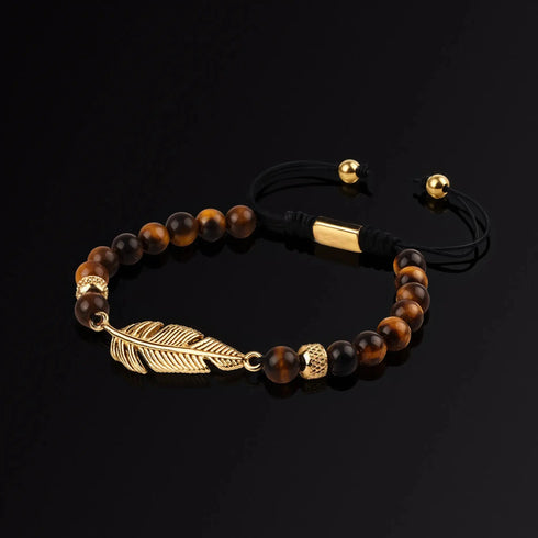 Tiger's eye feather man's bracelet Japanese Melody