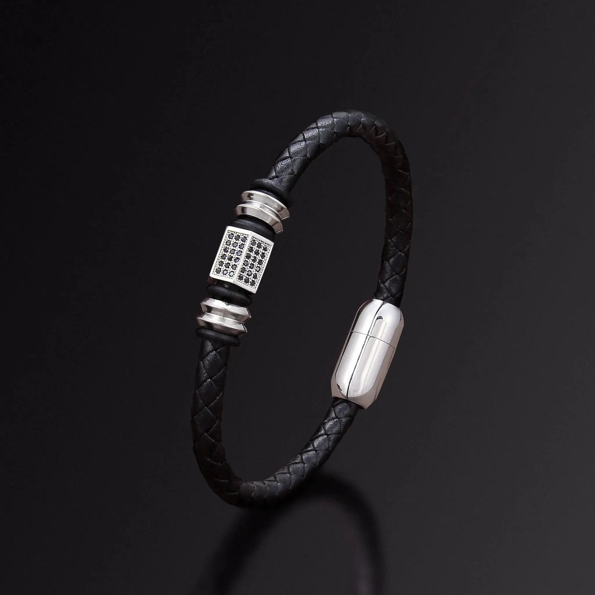 Titanium & Leather man's bracelet Japanese Melody