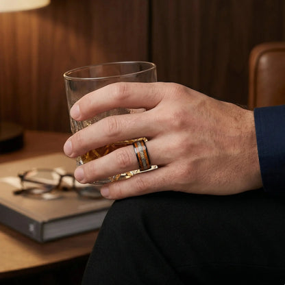 YAMABUSHI — Whiskey Barrel & Antler Ring Song of the Waves