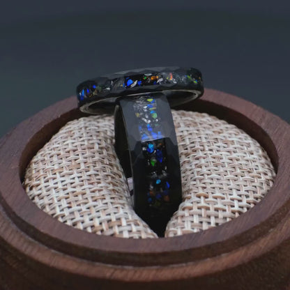 AION-Set – passende Ringe aus Galaxis-Opal und Meteorit