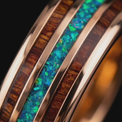 HOKU — Koa Wood & Opal Ring